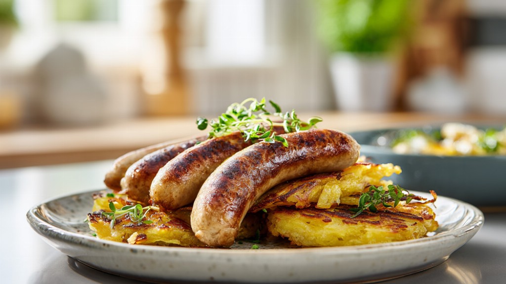 Würstel con rösti di patate e cipolle - wurstel-rosti-patate-cipolla