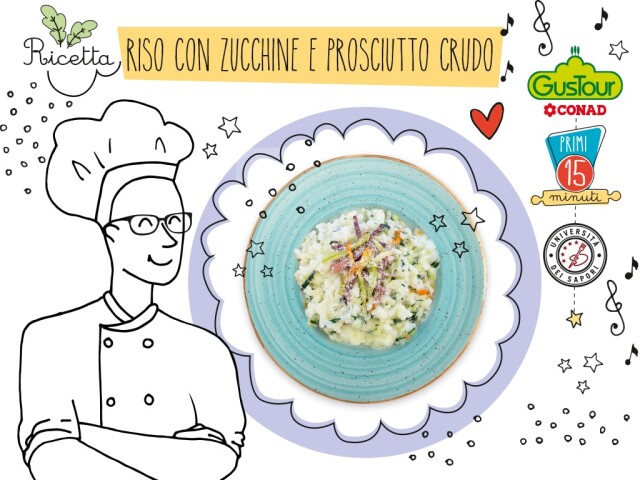 Riso con zucchine e prosciutto crudo