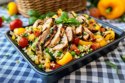 Tagliata di pollo e tacchino con Cous Cous - tagliata pollo e cous cous