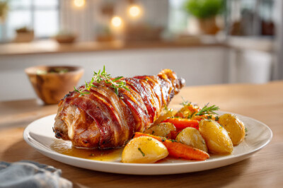 Coscia di tacchino avvolta nella pancetta al forno - coscia-tacchino-avvolta-pancetta