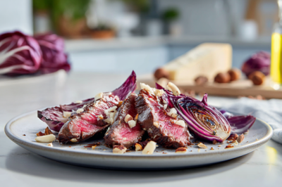 Tagliata piemontese con radicchio, nocciole e formaggio stagionato - tagliata-piemontese-radicchio