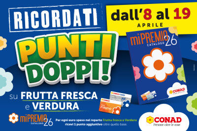 Dall’8 al 19 aprile, PUNTI DOPPI su frutta fresca e verdura! - punti-doppi-ricorda-verdura