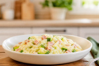 Risotto zucchine, cotto e squacquerone - Risotto zucchine, cotto e squacquerone