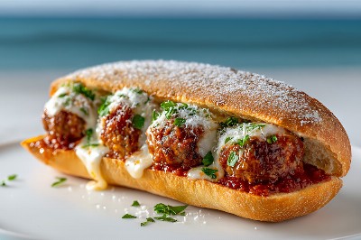 Ciabattina con polpette di carne al sugo e mozzarella - ciabattina-polpette-carne