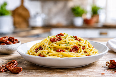 Spaghetti ai Pomodorini secchi di Calabria - Spaghetti ai Pomodorini secchi di Calabria