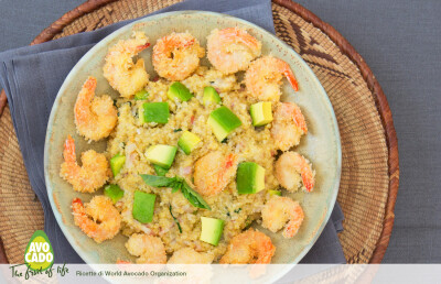 Quinoa fumè con avocado e gamberi - Quinoa fumè con avocado e gamberi